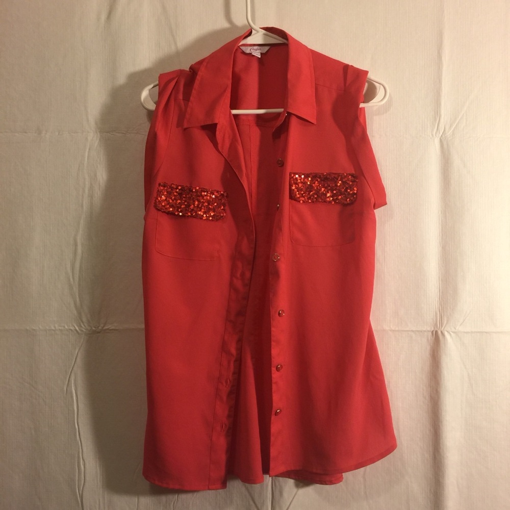 Candies sz m button front dressy blouse/sleeveless